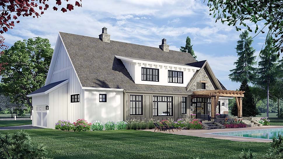 Farmhouse Plan with 2655 Sq. Ft., 4 Bedrooms, 4 Bathrooms, 2 Car Garage Picture 4