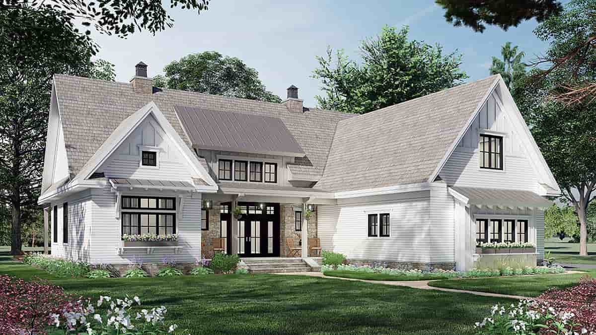 Farmhouse Plan with 2136 Sq. Ft., 3 Bedrooms, 3 Bathrooms, 2 Car Garage Picture 3