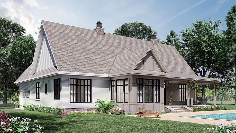 Farmhouse Plan with 2136 Sq. Ft., 3 Bedrooms, 3 Bathrooms, 2 Car Garage Picture 4