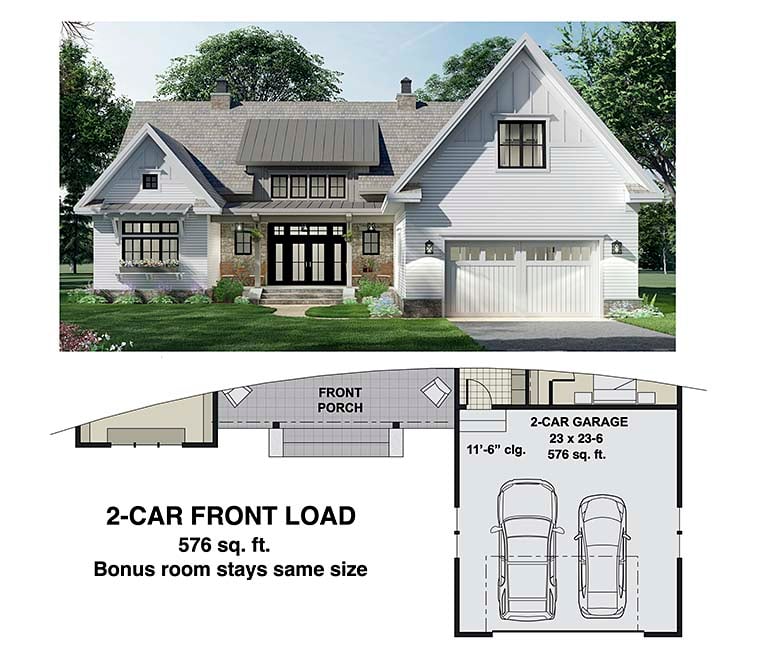 Farmhouse Plan with 2136 Sq. Ft., 3 Bedrooms, 3 Bathrooms, 2 Car Garage Picture 6
