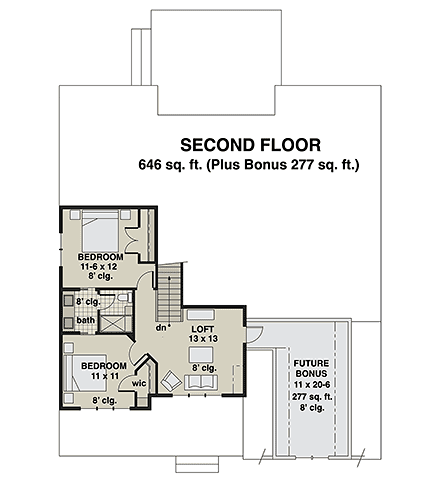 Farmhouse House Plan 41906 with 3 Beds, 3 Baths, 2 Car Garage Second Level Plan