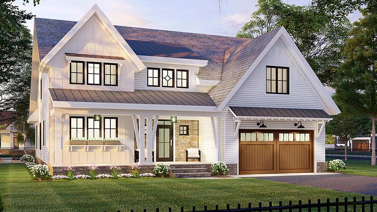 Farmhouse Plan with 3146 Sq. Ft., 4 Bedrooms, 4 Bathrooms, 2 Car Garage Picture 3
