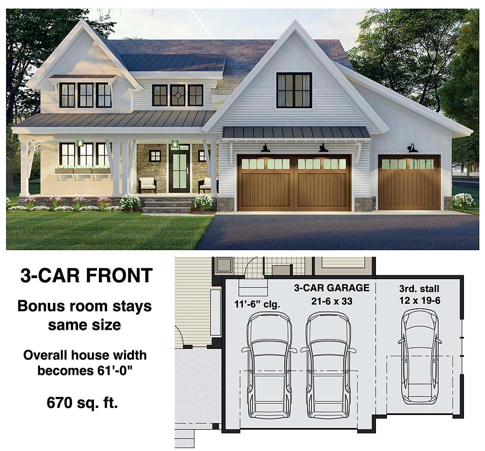 Farmhouse Plan with 3146 Sq. Ft., 4 Bedrooms, 4 Bathrooms, 2 Car Garage Picture 8