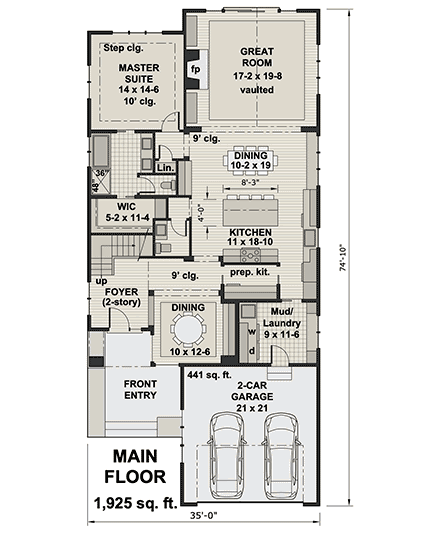 Farmhouse House Plan 41908 with 4 Beds, 3 Baths, 2 Car Garage First Level Plan