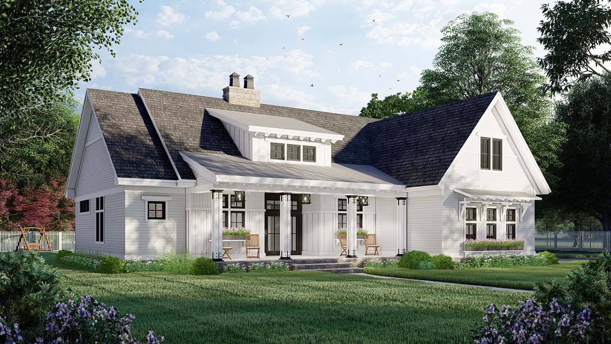 Farmhouse Plan with 2112 Sq. Ft., 3 Bedrooms, 2 Bathrooms, 2 Car Garage Picture 3