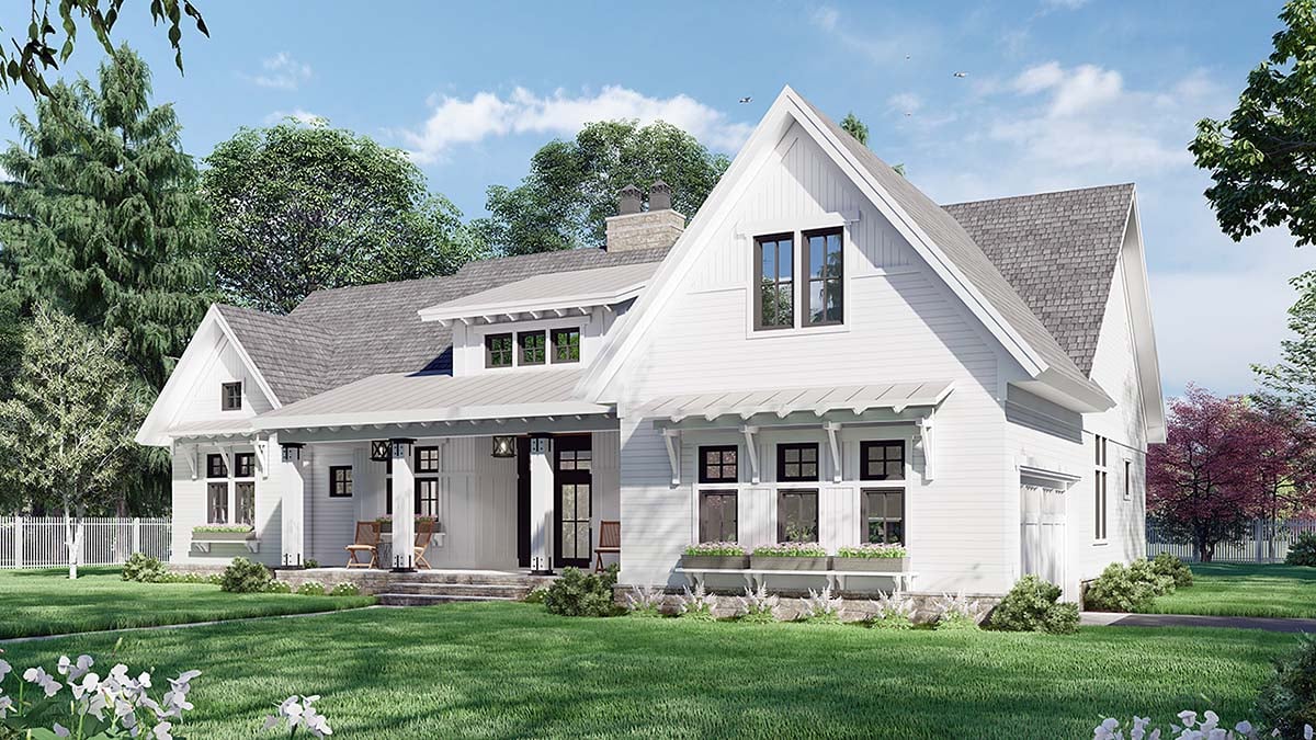 Farmhouse Plan with 2419 Sq. Ft., 3 Bedrooms, 3 Bathrooms, 2 Car Garage Picture 2
