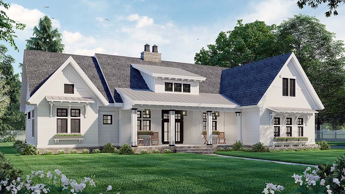 Farmhouse Plan with 2419 Sq. Ft., 3 Bedrooms, 3 Bathrooms, 2 Car Garage Picture 3
