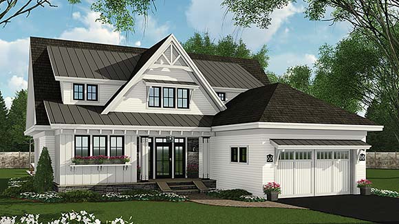 Country, Craftsman, Farmhouse House Plan 41916 with 4 Beds, 3 Baths, 2 Car Garage Elevation