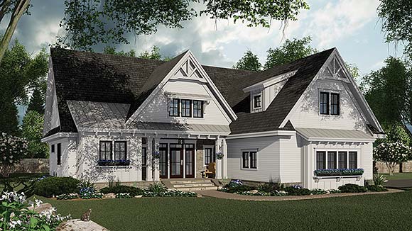 Country, Farmhouse House Plan 41919 with 3 Beds, 3 Baths, 2 Car Garage Elevation