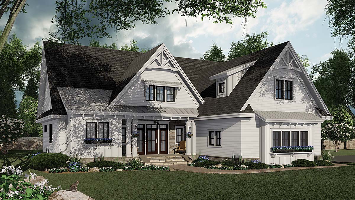 Country, Farmhouse Plan with 2046 Sq. Ft., 3 Bedrooms, 3 Bathrooms, 2 Car Garage Elevation