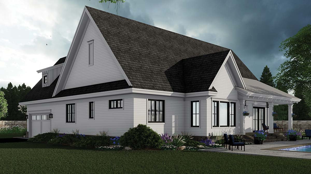 Country, Farmhouse Plan with 2046 Sq. Ft., 3 Bedrooms, 3 Bathrooms, 2 Car Garage Picture 2