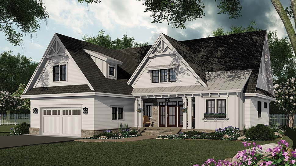 Country, Farmhouse Plan with 2046 Sq. Ft., 3 Bedrooms, 3 Bathrooms, 2 Car Garage Picture 4