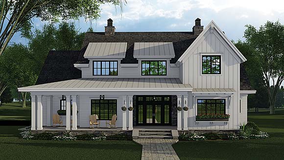 Country, Farmhouse, Southern, Traditional House Plan 41921 with 4 Beds, 5 Baths, 3 Car Garage Elevation