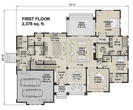 Country, Craftsman, Farmhouse House Plan 41924 with 5 Beds, 5 Baths, 2 Car Garage First Level Plan