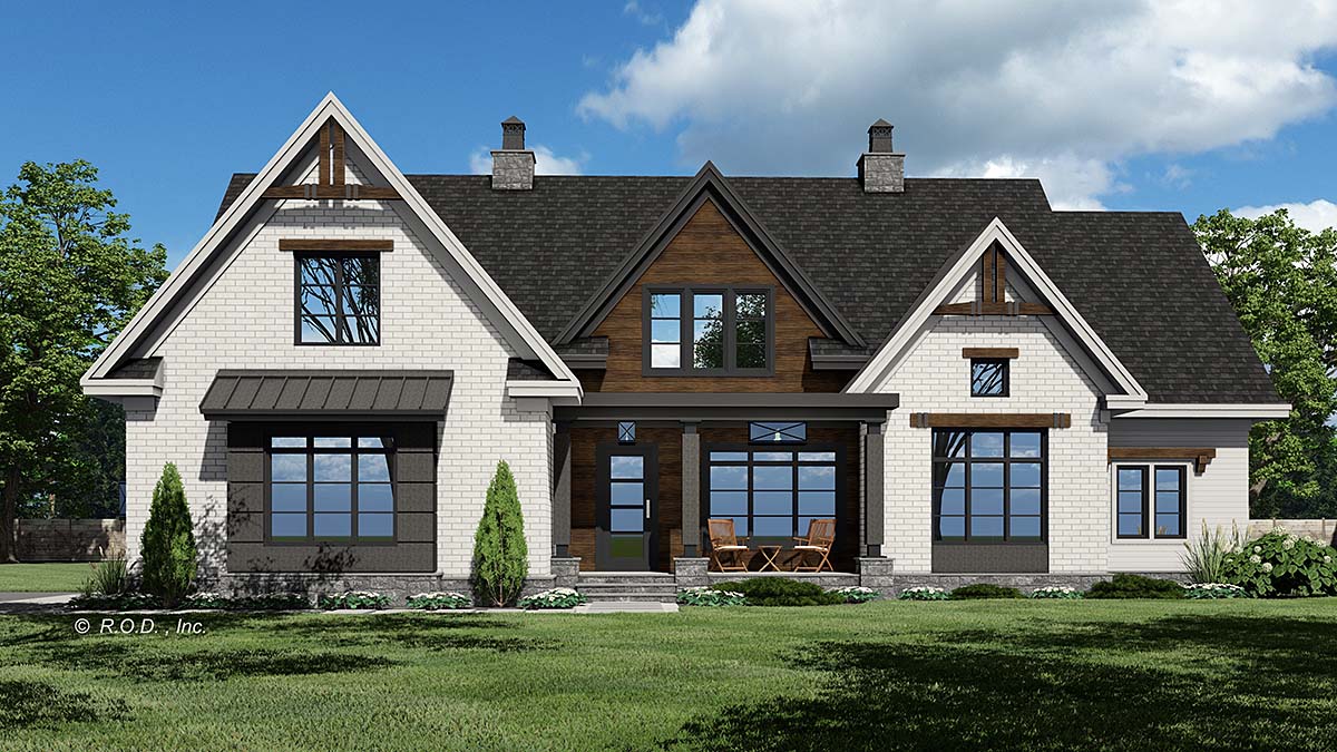 Country, Craftsman, Farmhouse Plan with 3295 Sq. Ft., 5 Bedrooms, 5 Bathrooms, 2 Car Garage Elevation