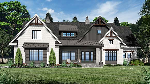Craftsman, Farmhouse House Plan 41928 with 4 Beds, 3 Baths, 2 Car Garage Elevation