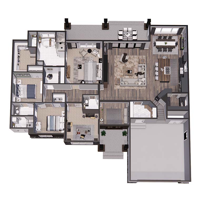 Farmhouse, Traditional Plan with 2277 Sq. Ft., 3 Bedrooms, 3 Bathrooms, 2 Car Garage Picture 6