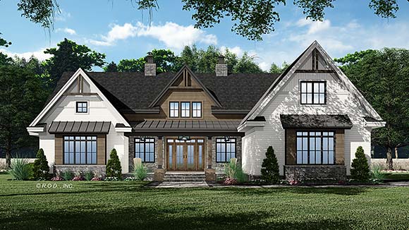Farmhouse House Plan 41936 with 3 Beds, 3 Baths, 2 Car Garage Elevation