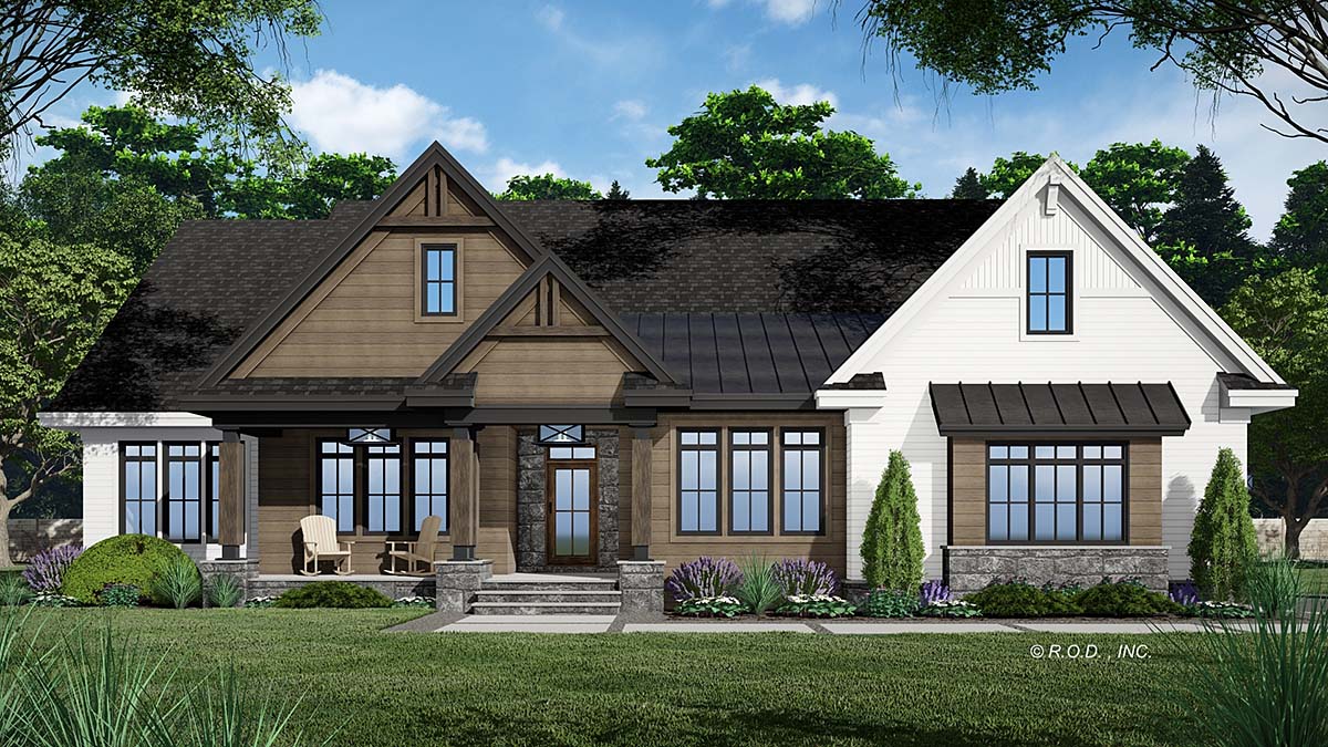 Farmhouse, Traditional Plan with 2563 Sq. Ft., 4 Bedrooms, 4 Bathrooms, 2 Car Garage Elevation