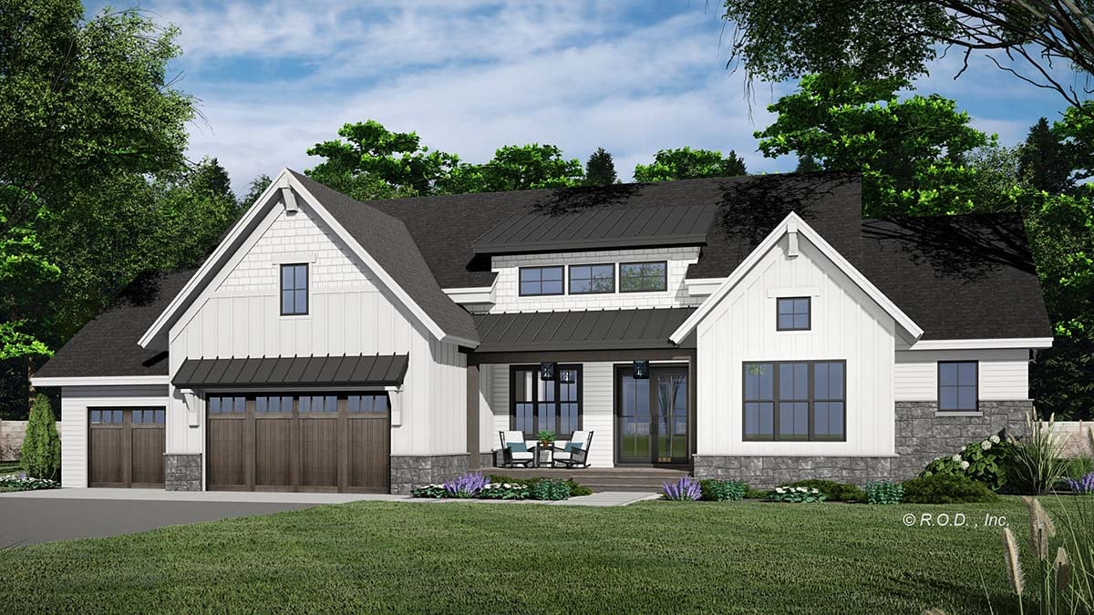 House Plan 41940 - Farmhouse Style with 2176 Sq Ft, 2 Bed, 2 Bath