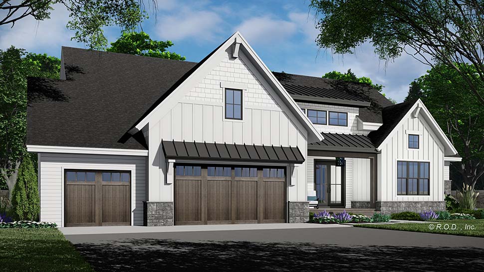 Contemporary, Farmhouse, New American Plan with 2176 Sq. Ft., 2 Bedrooms, 3 Bathrooms, 3 Car Garage Picture 3