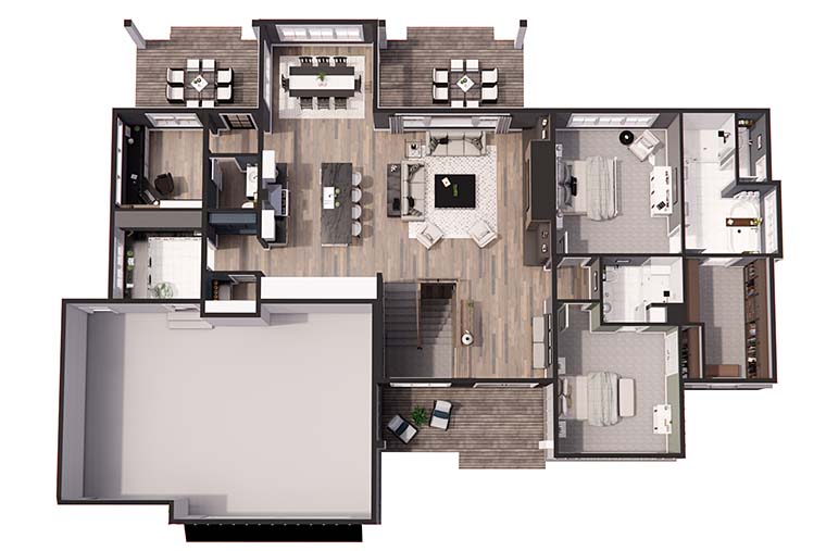 Contemporary, Farmhouse, New American Plan with 2176 Sq. Ft., 2 Bedrooms, 3 Bathrooms, 3 Car Garage Picture 6