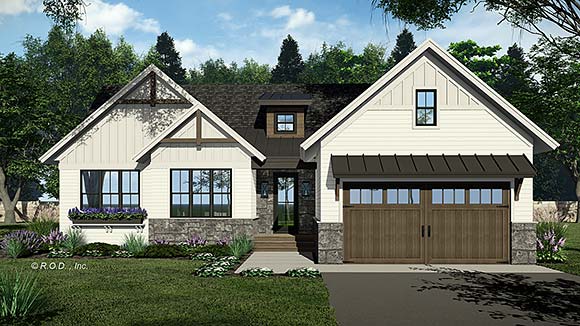 Contemporary, Craftsman, Farmhouse, New American House Plan 41942 with 3 Beds, 2 Baths, 2 Car Garage Elevation
