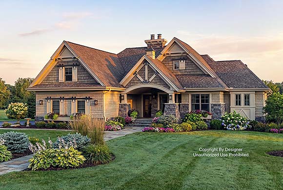 Country, Craftsman, New American House Plan 41949 with 3 Beds, 4 Baths, 2 Car Garage Elevation
