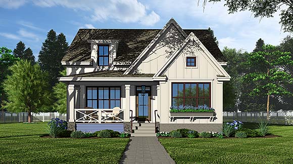 Cottage, Country, Farmhouse House Plan 41951 with 3 Beds, 4 Baths, 2 Car Garage Elevation