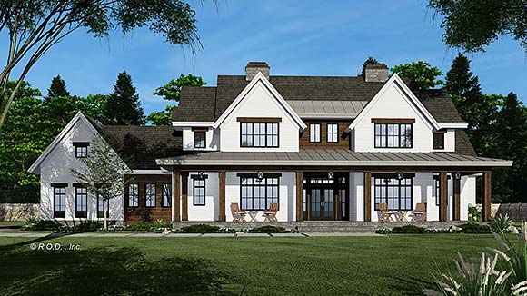 Country, Craftsman, Farmhouse House Plan 41954 with 5 Beds, 4 Baths, 3 Car Garage Elevation