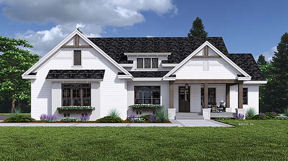 Craftsman, Farmhouse, Traditional House Plan 41955 with 4 Beds, 4 Baths, 2 Car Garage Elevation