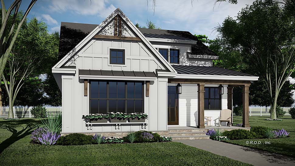 Cottage, Country, Farmhouse, Traditional Plan with 2419 Sq. Ft., 3 Bedrooms, 4 Bathrooms, 2 Car Garage Picture 3