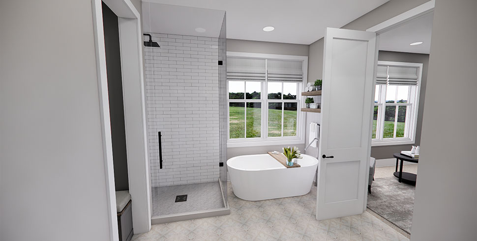 Cottage, Country, Farmhouse, Traditional Plan with 2419 Sq. Ft., 3 Bedrooms, 4 Bathrooms, 2 Car Garage Picture 28