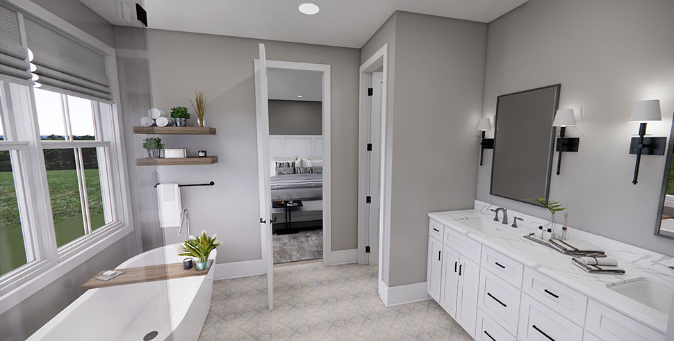 Cottage, Country, Farmhouse, Traditional Plan with 2419 Sq. Ft., 3 Bedrooms, 4 Bathrooms, 2 Car Garage Picture 29