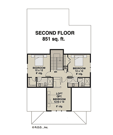 Cottage, Country, New American, Traditional House Plan 41960 with 3 Beds, 4 Baths, 2 Car Garage Second Level Plan