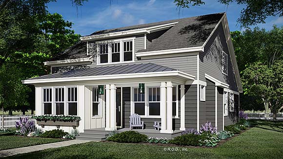 Bungalow, Cottage, Country, Craftsman, Traditional House Plan 41961 with 3 Beds, 4 Baths, 2 Car Garage Elevation