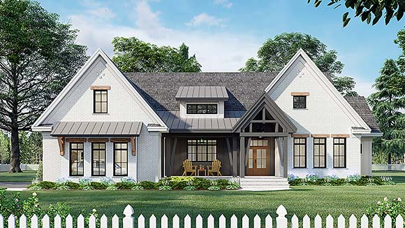 Country, Farmhouse, New American, Southern House Plan 41963 with 3 Beds, 2 Baths, 2 Car Garage Elevation