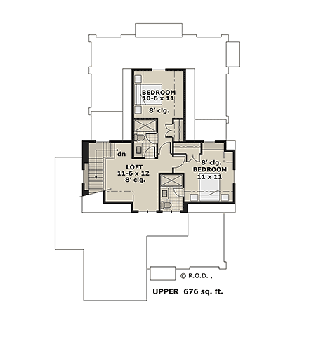 Cottage, Country, Farmhouse House Plan 41969 with 3 Beds, 4 Baths Second Level Plan