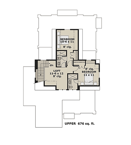 Contemporary, Country, Farmhouse House Plan 41970 with 3 Beds, 4 Baths Second Level Plan