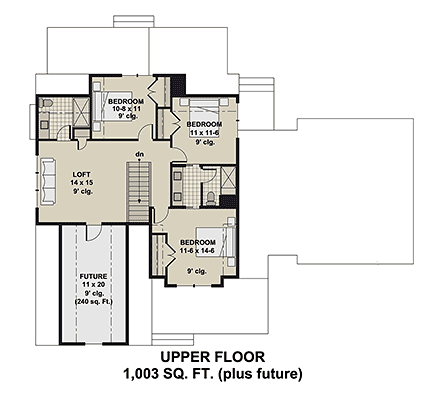 Country, Farmhouse, New American House Plan 41973 with 4 Beds, 4 Baths, 2 Car Garage Second Level Plan