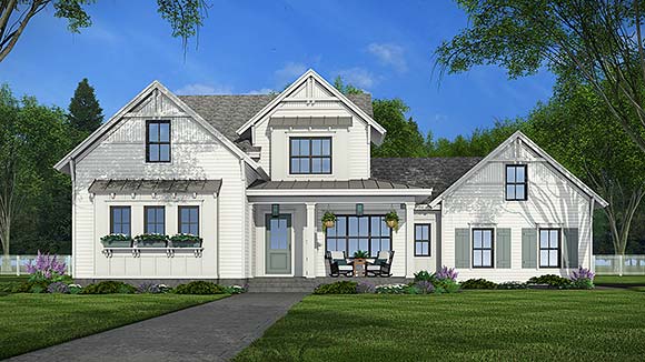 Country, Farmhouse, New American House Plan 41973 with 4 Beds, 4 Baths, 2 Car Garage Elevation