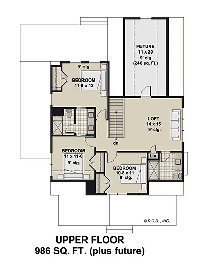 Country, Farmhouse House Plan 41976 with 4 Beds, 4 Baths Second Level Plan
