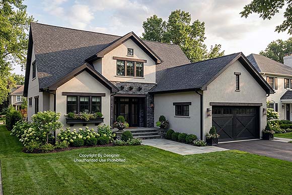 Contemporary, Country, Farmhouse House Plan 41984 with 4 Beds, 4 Baths, 2 Car Garage Elevation