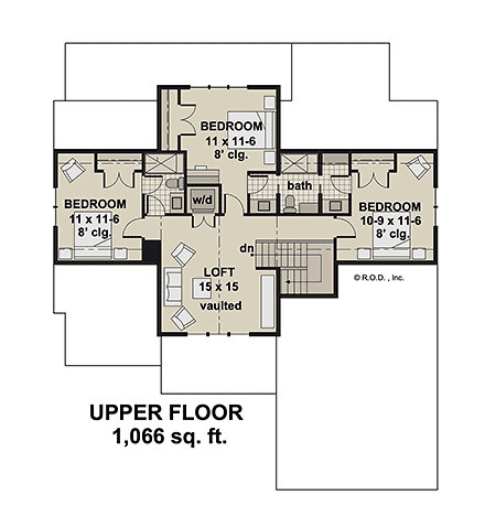 Farmhouse, New American, Traditional House Plan 41985 with 4 Beds, 4 Baths, 2 Car Garage Second Level Plan