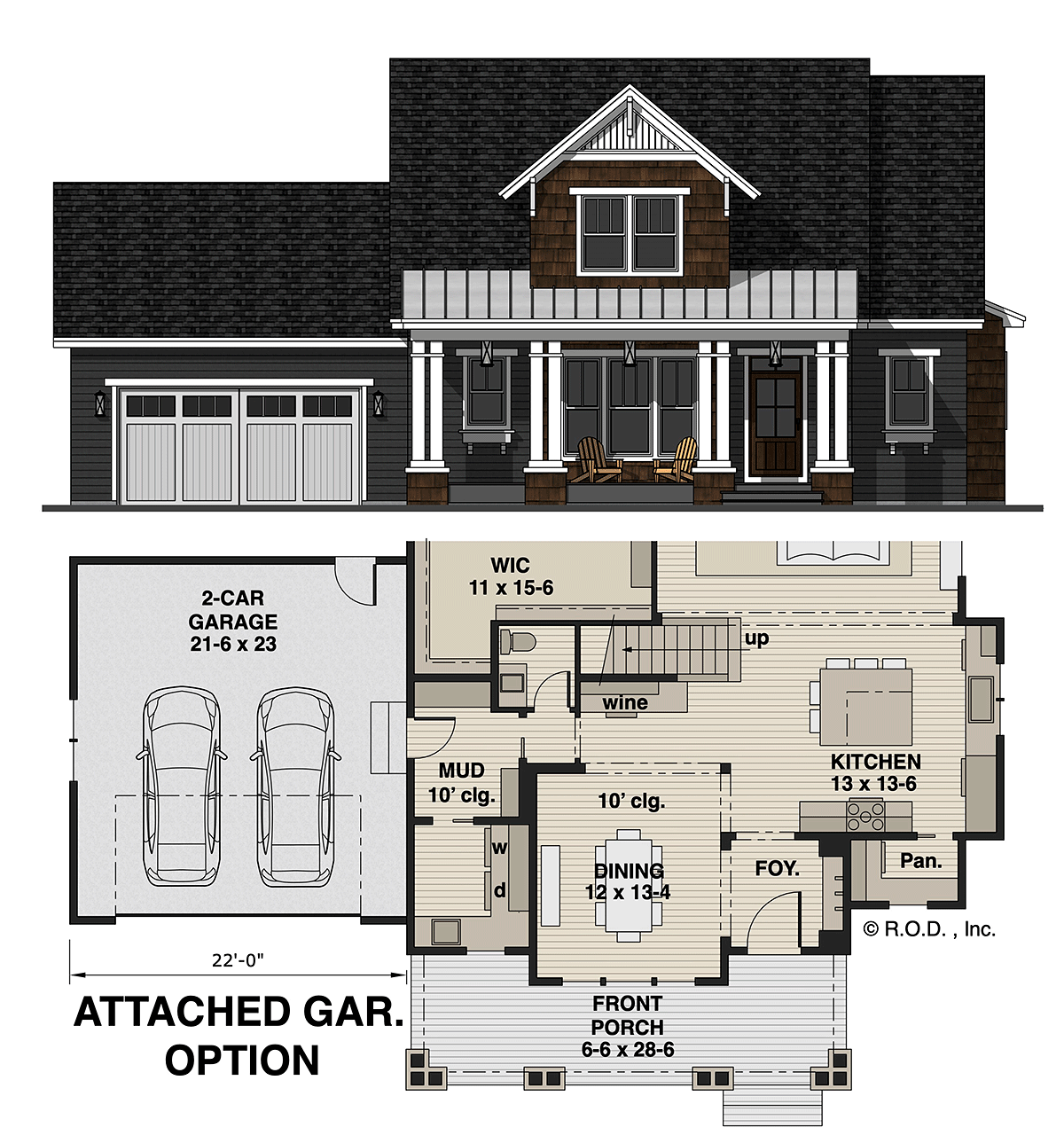 Country Craftsman Farmhouse New American Style Alternate Level One of Plan 41987