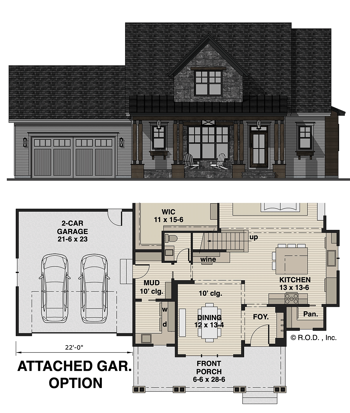 Country Craftsman Farmhouse Traditional Alternate Level One of Plan 41988