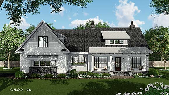 Contemporary, Country, Farmhouse, New American, Traditional House Plan 41993 with 3 Beds, 4 Baths, 2 Car Garage Elevation