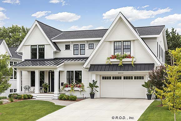 Contemporary, Farmhouse, New American House Plan 41996 with 4 Beds, 4 Baths, 2 Car Garage Elevation