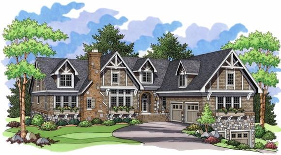 European, One-Story, Ranch, Traditional House Plan 42002 with 4 Beds, 6 Baths, 4 Car Garage Elevation