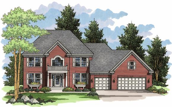 Colonial, European, Traditional House Plan 42011 with 4 Beds, 3 Baths, 3 Car Garage Elevation